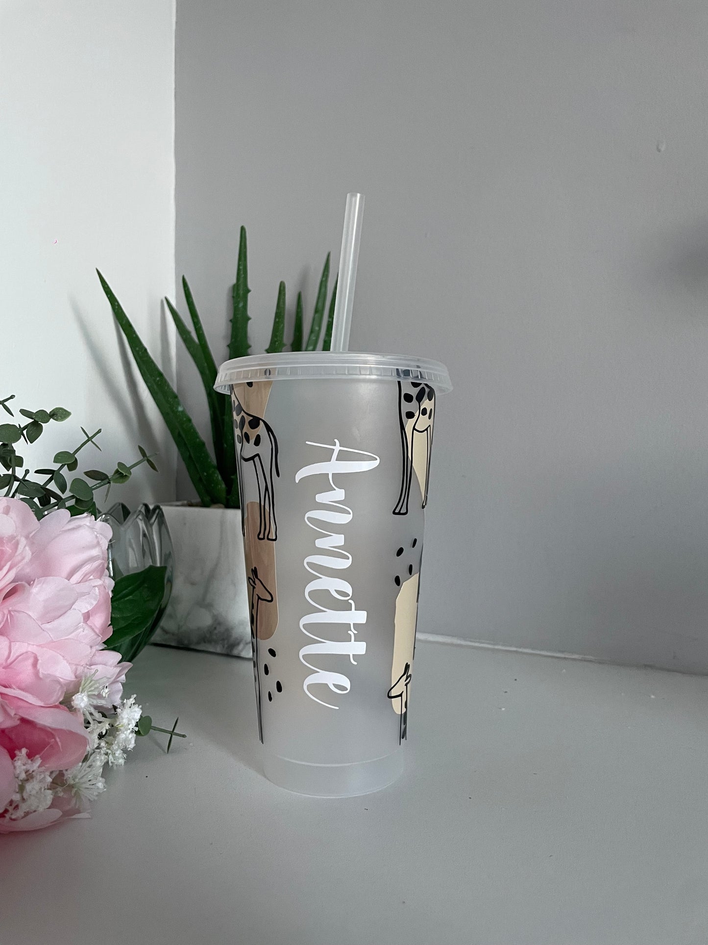 Personalised Abstract Giraffe Cold cup