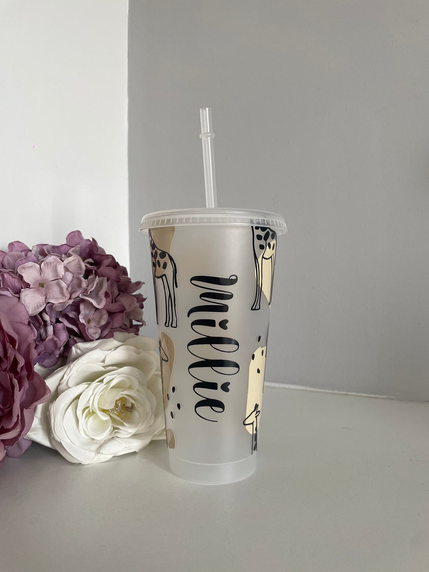 Personalised Abstract Giraffe Cold cup