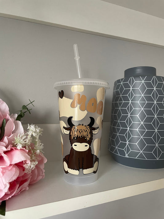 Personalised Highland Cow cold cup