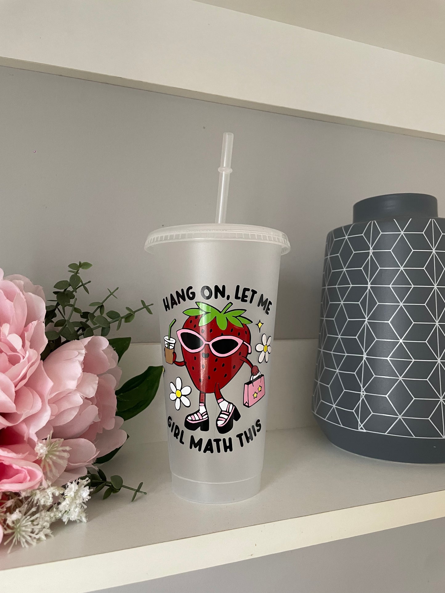 Personalised Strawberry Girl Math cold cup