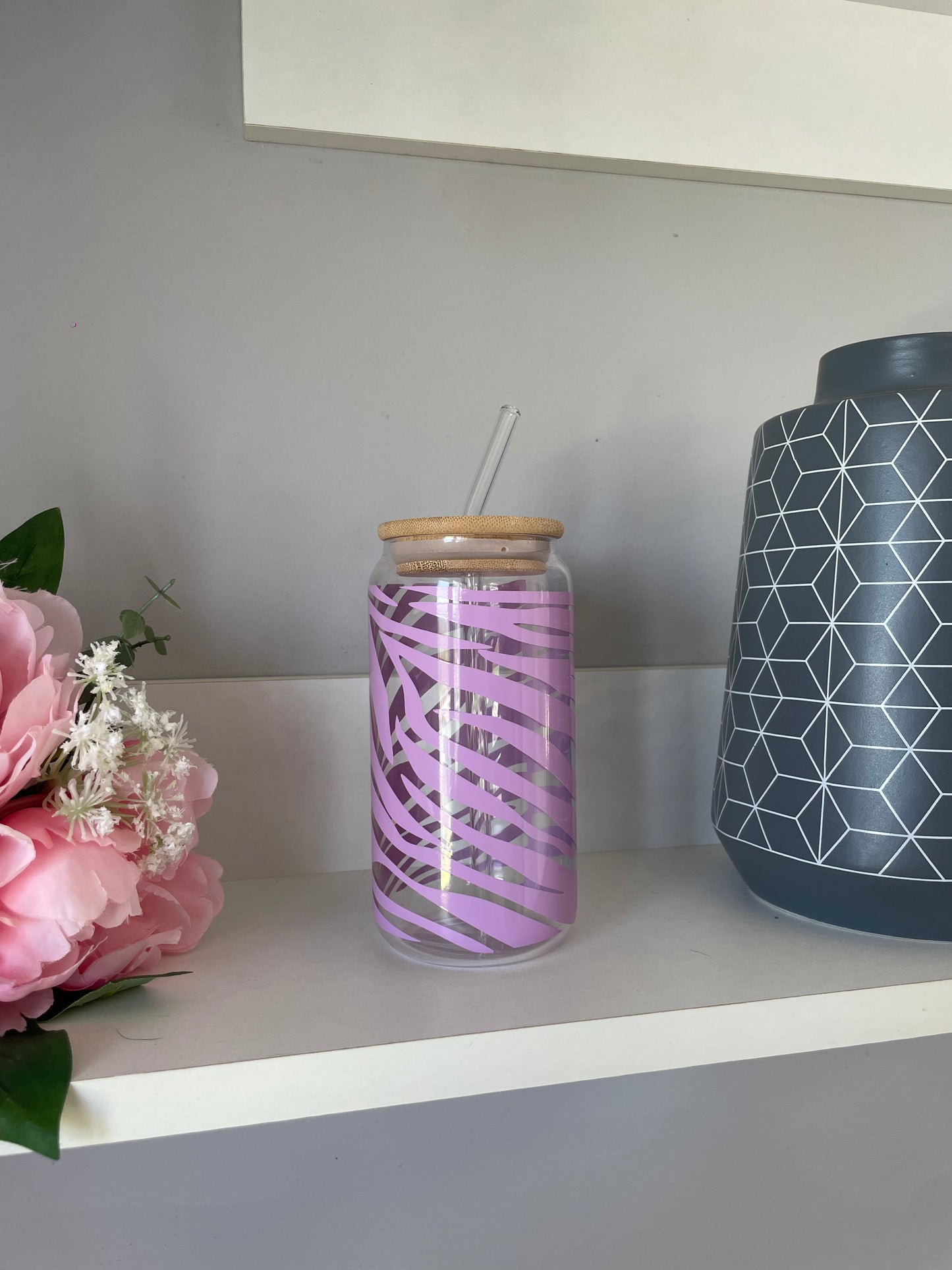 Personalised Zebra Print design glass can