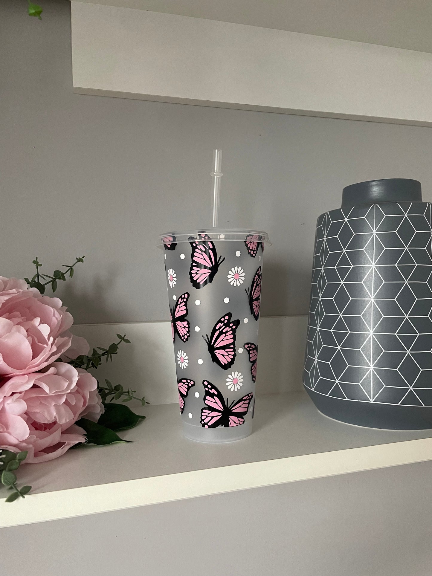 Personalised Butterfly and Daisy cold cup