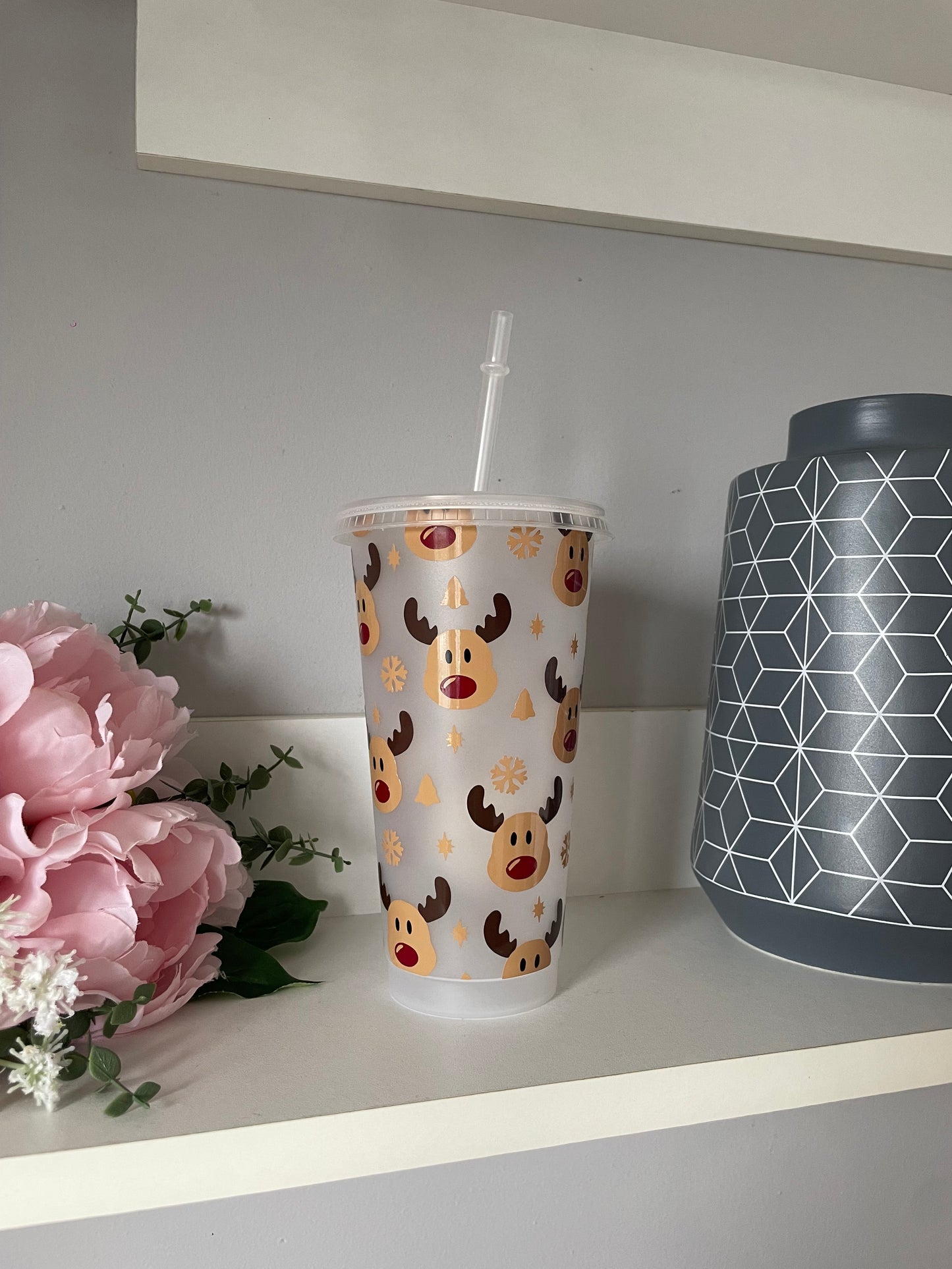 Personalised Reindeer design cold cup