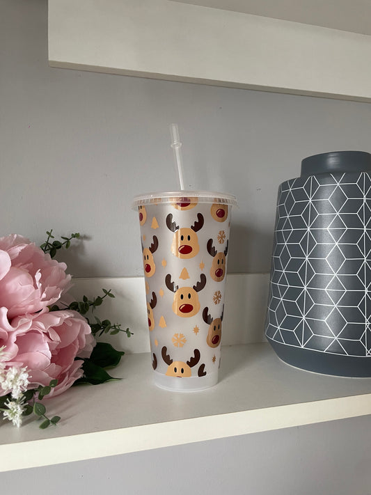 Personalised Reindeer design cold cup