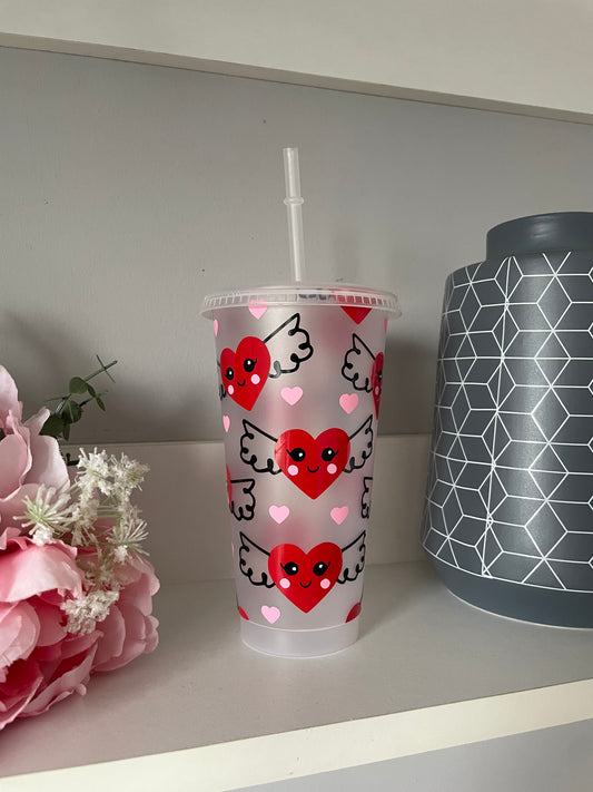 Personalised Angel Hearts cold cup