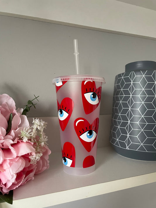 Personalised Heart Eyes cold cup