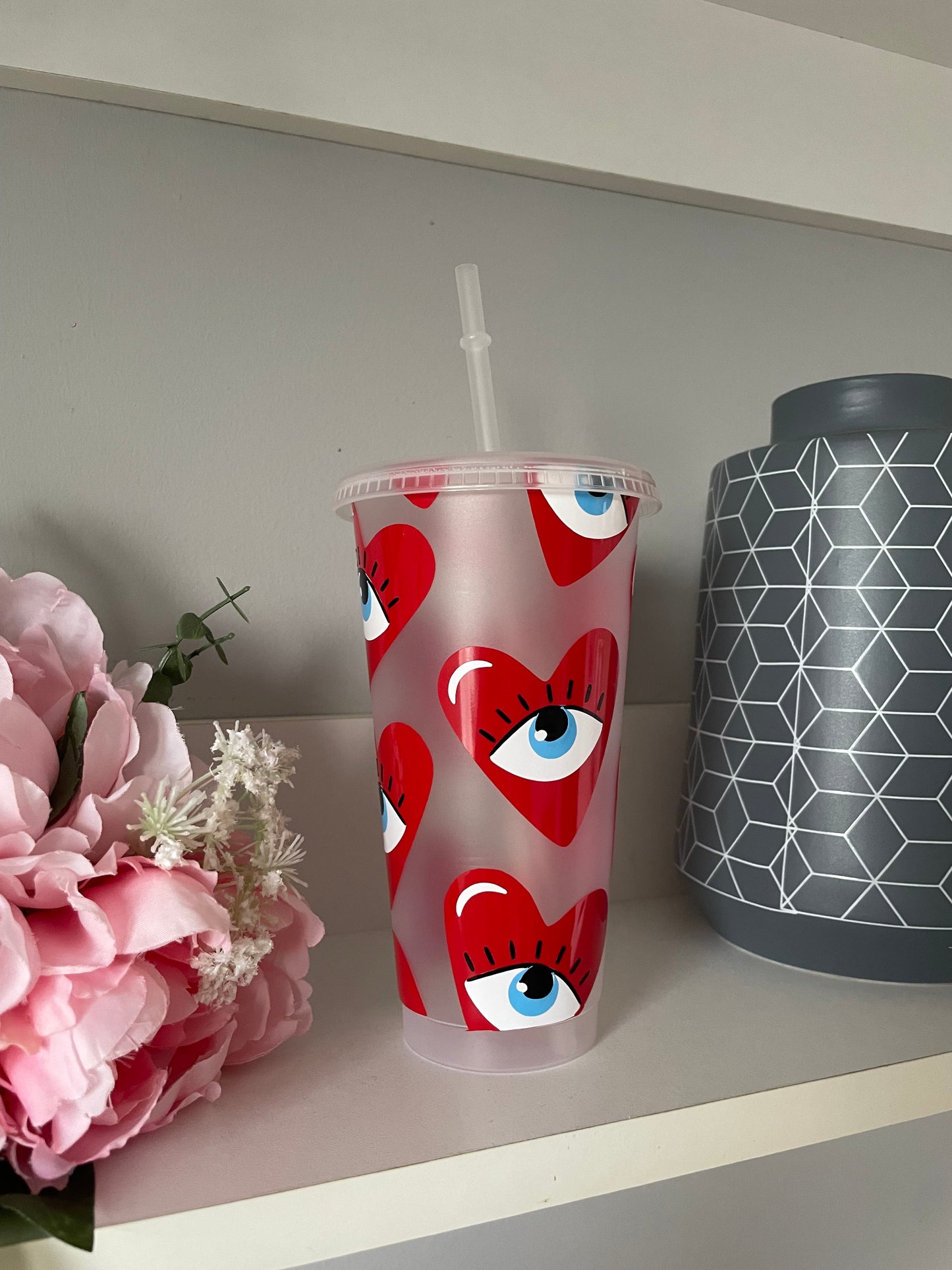 Personalised Heart Eyes cold cup