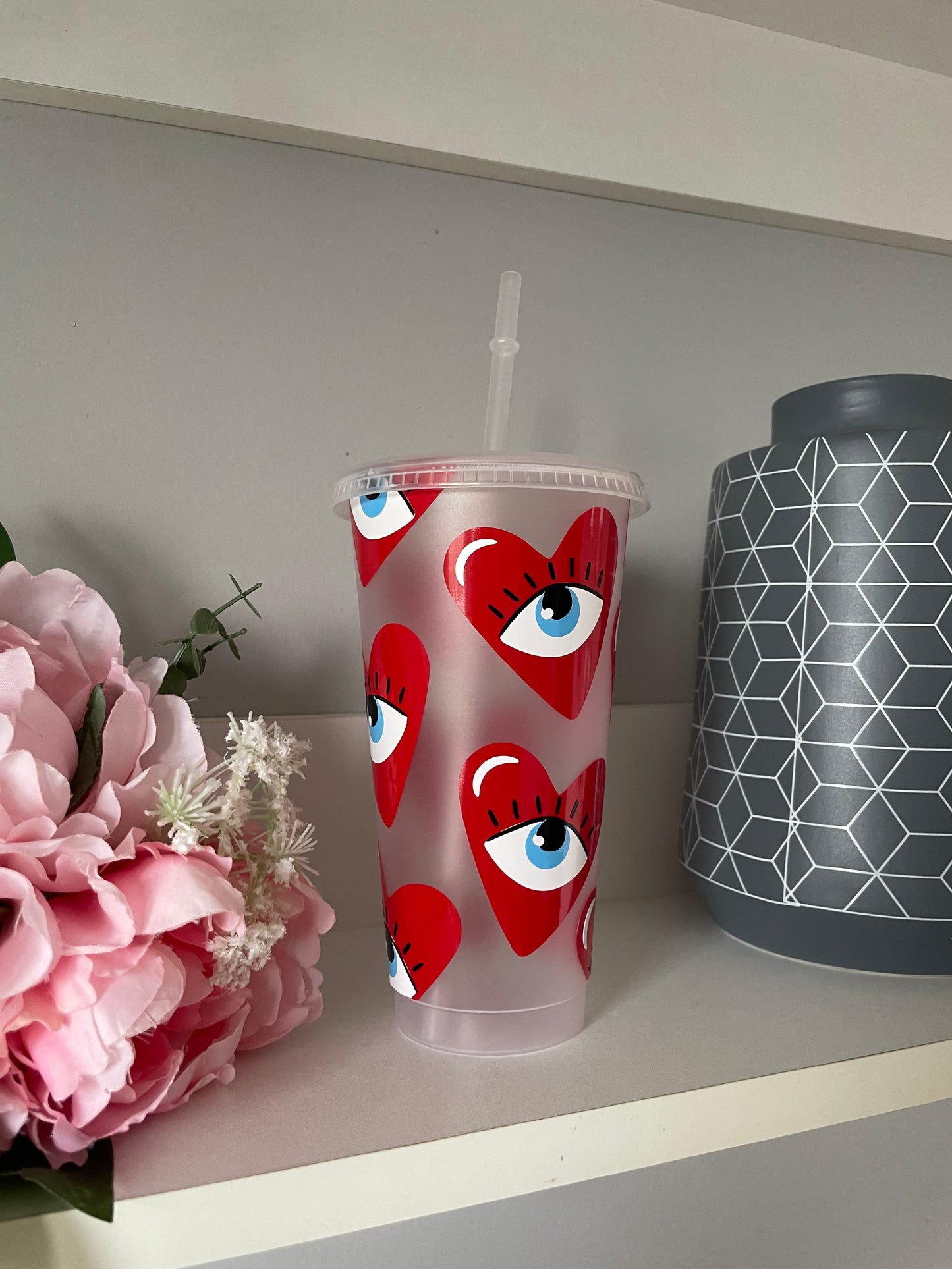 Personalised Heart Eyes cold cup