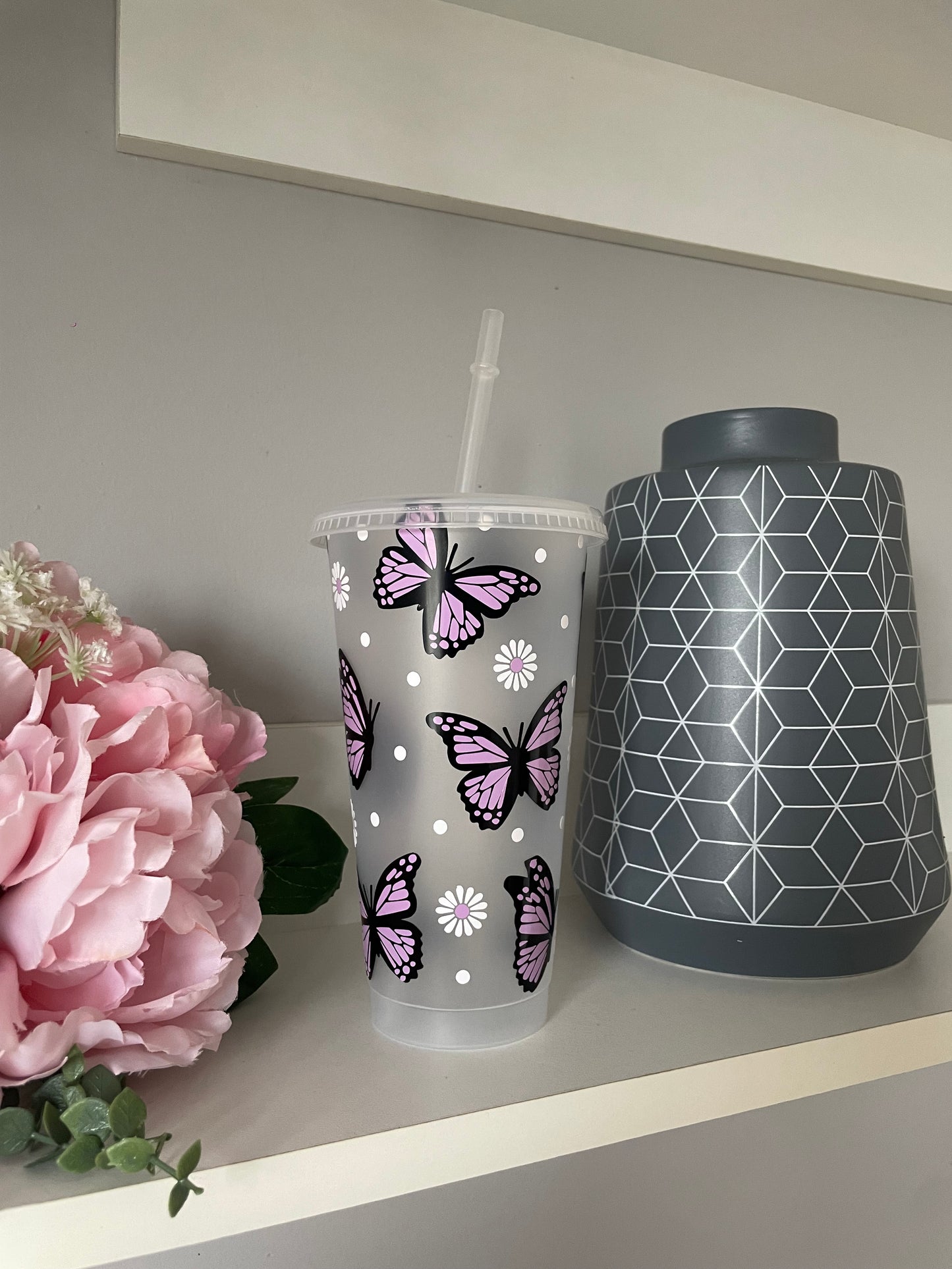 Personalised Butterfly and Daisy cold cup