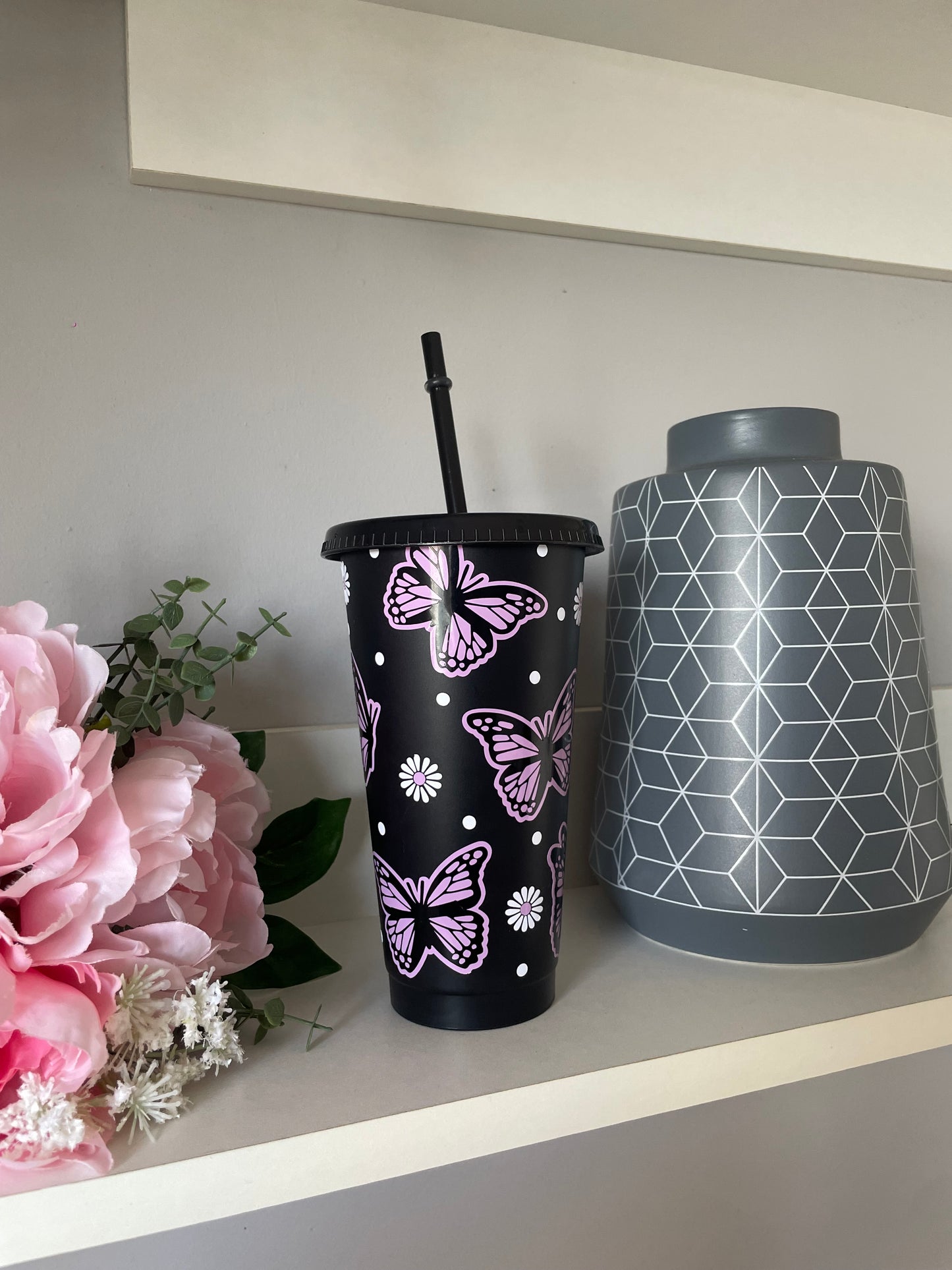 Personalised Butterfly and Daisy cold cup